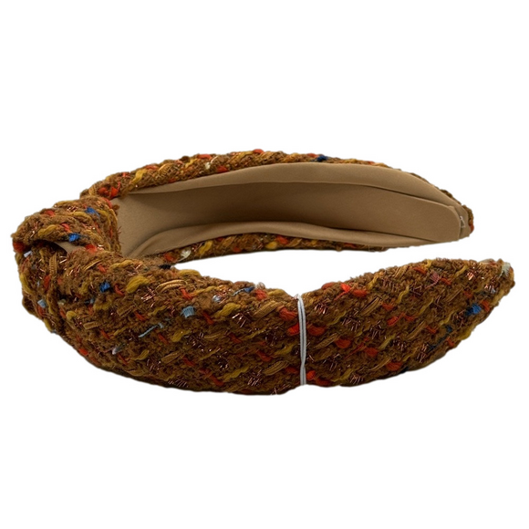 Fall Multi Color Tweed Knot Headband - Orange - Picture 2 of 6